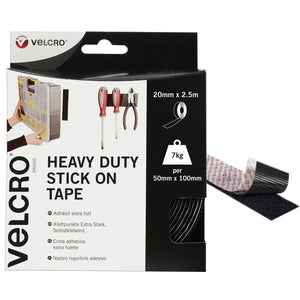 VELCRO® Brand Heavy Duty Stick On Tape 2.5m - Black