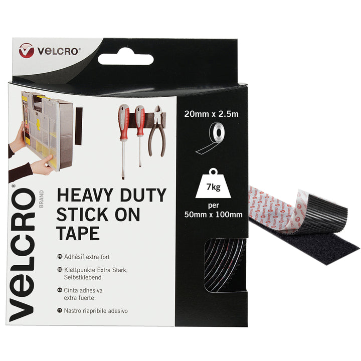 VELCRO® Brand Heavy Duty Stick On Tape 2.5m - Black