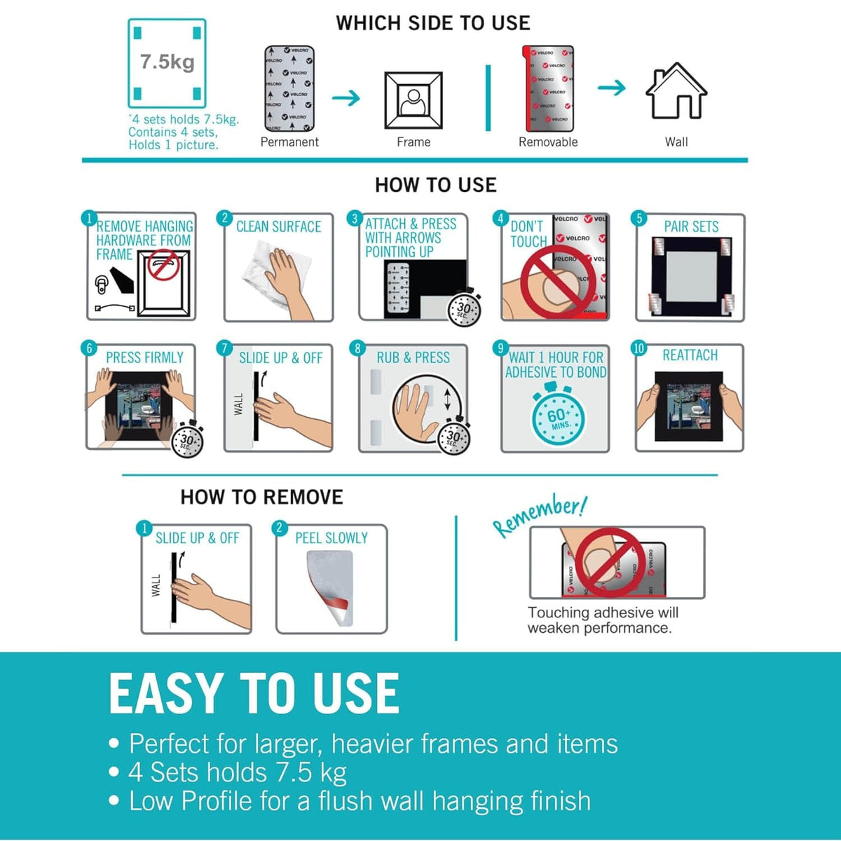 VELCRO Brand® HANGables Removable Picture Hanging Strips Strong