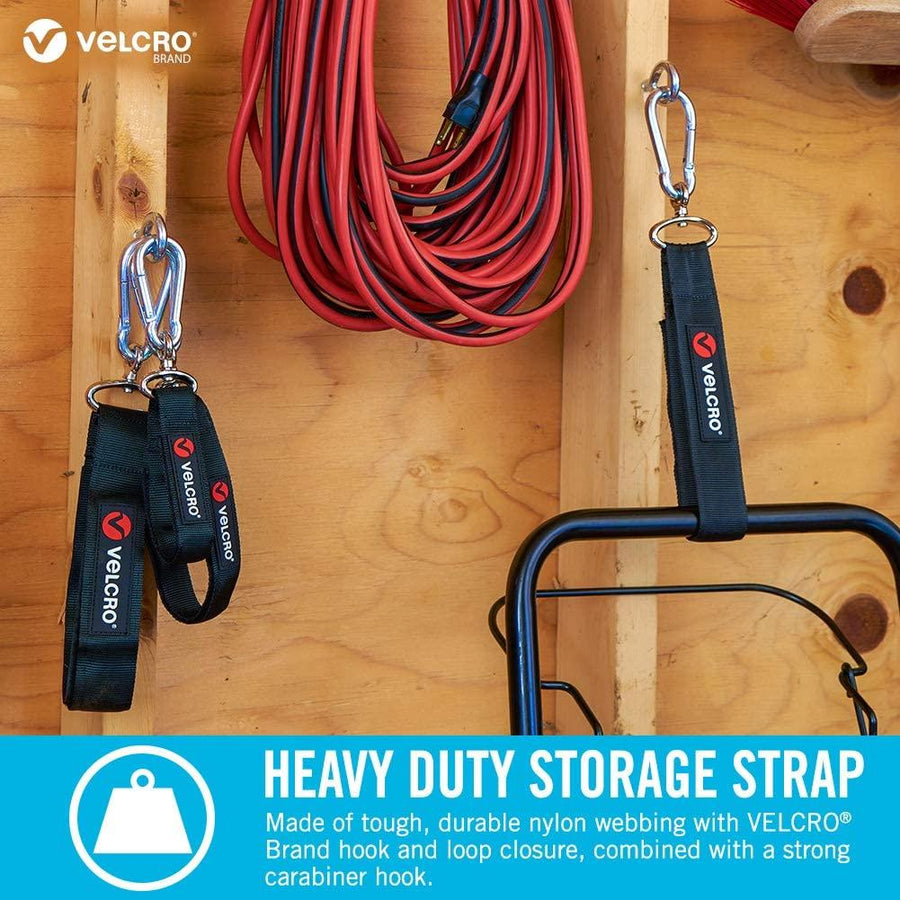 VELCRO® Brand EASY HANG™ Storage Strap | Heavy Duty Outdoor Storage Extension Cords, Cables, Tools, Bikes | Organization for Garden, Shed, RV | Medium, Black