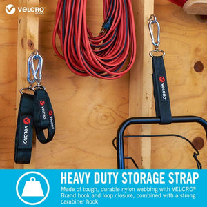 VELCRO® Brand EASY HANG™ Storage Strap | Heavy Duty Outdoor Storage Extension Cords, Cables, Tools, Bikes | Organisation for Garden, Shed, RV | Large, Black