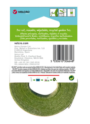 VELCRO® Brand ONE-WRAP® Plant Ties Pre-Cut 25pcs, VEL-30664-WEU, Suitable for Garden Tomatoes Flowers or Vegetables in Raised Beds, 20cm x 1.2cm, Green - Recycled Plastic