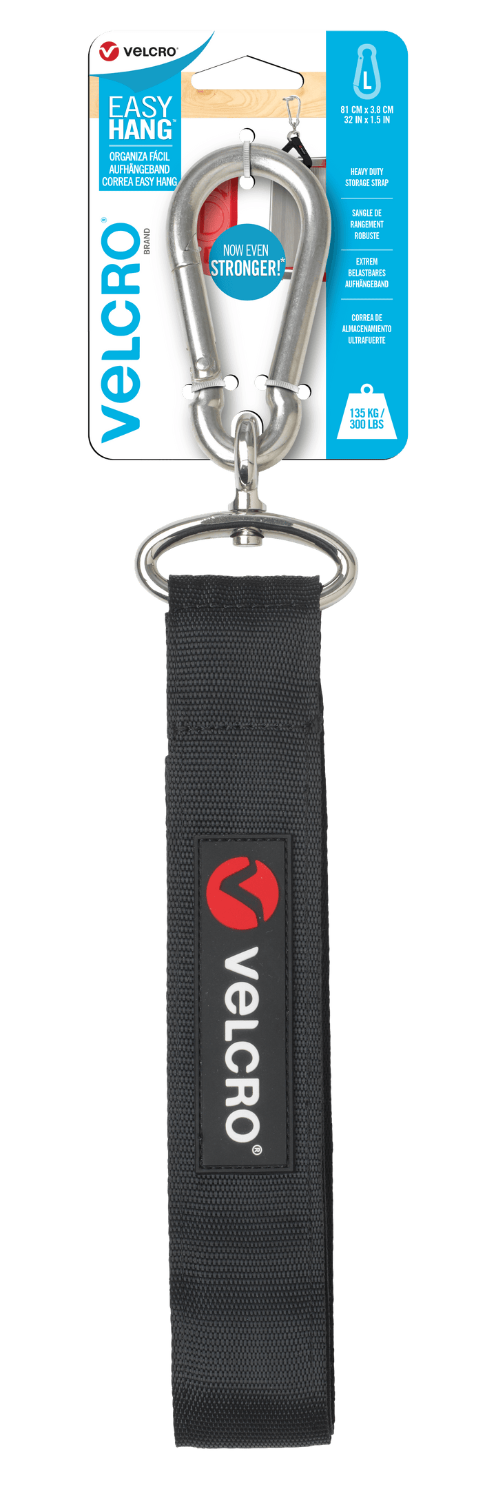 VELCRO® Brand EASY HANG™ Storage Strap | Heavy Duty Outdoor Storage Extension Cords, Cables, Tools, Bikes | Organisation for Garden, Shed, RV | Large, Black