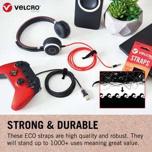 VELCRO® Brand ECO ONE-WRAP® Straps 10mm x 13cm, Black - Pack of 6