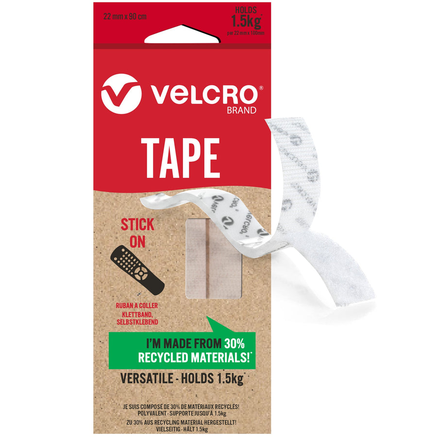 VELCRO® Brand ECO Stick On Tape 22mm x 90cm, White