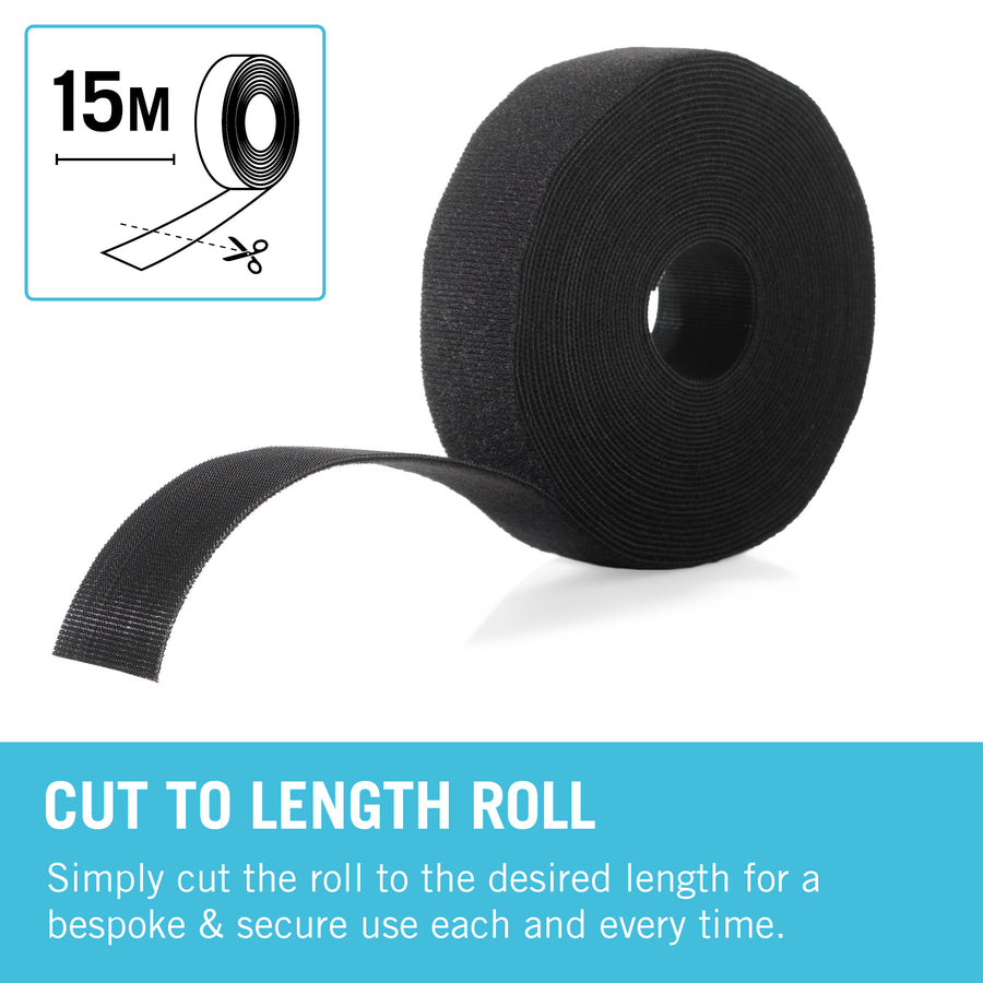 VELCRO® Brand ONE-WRAP® Reusable Tie, 10mm x 15m, Black
