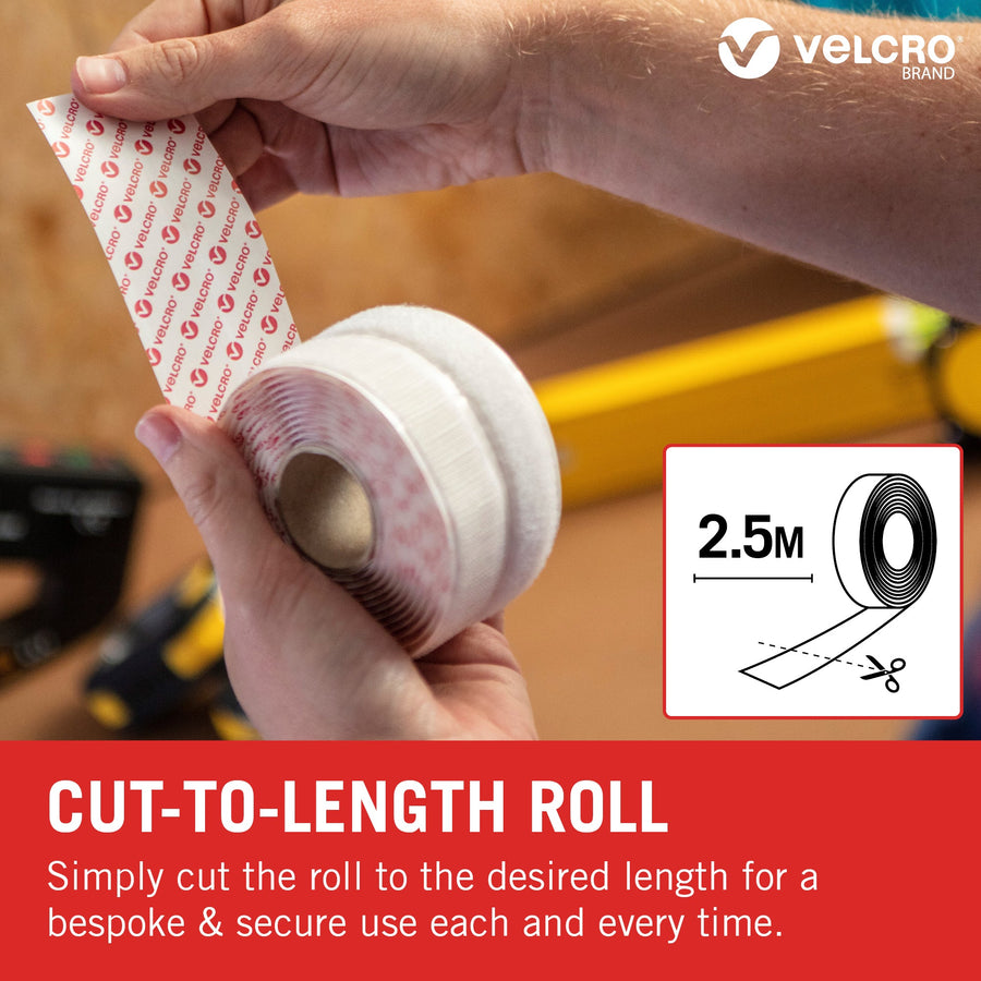VELCRO® Brand Stick On Tape 2.5m - White