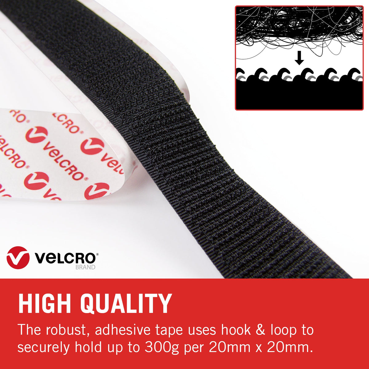 VELCRO® Brand Stick On Tape 5m - Black | VELCRO® Brand