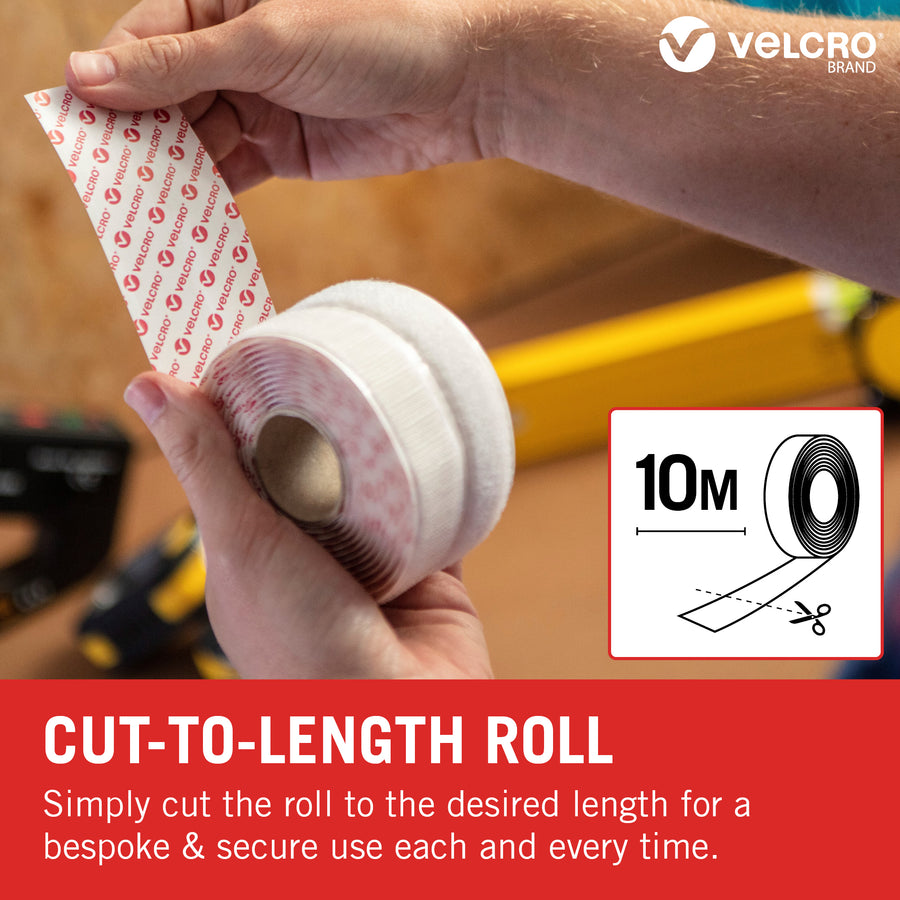 VELCRO® Brand Stick On Tape 10m - White