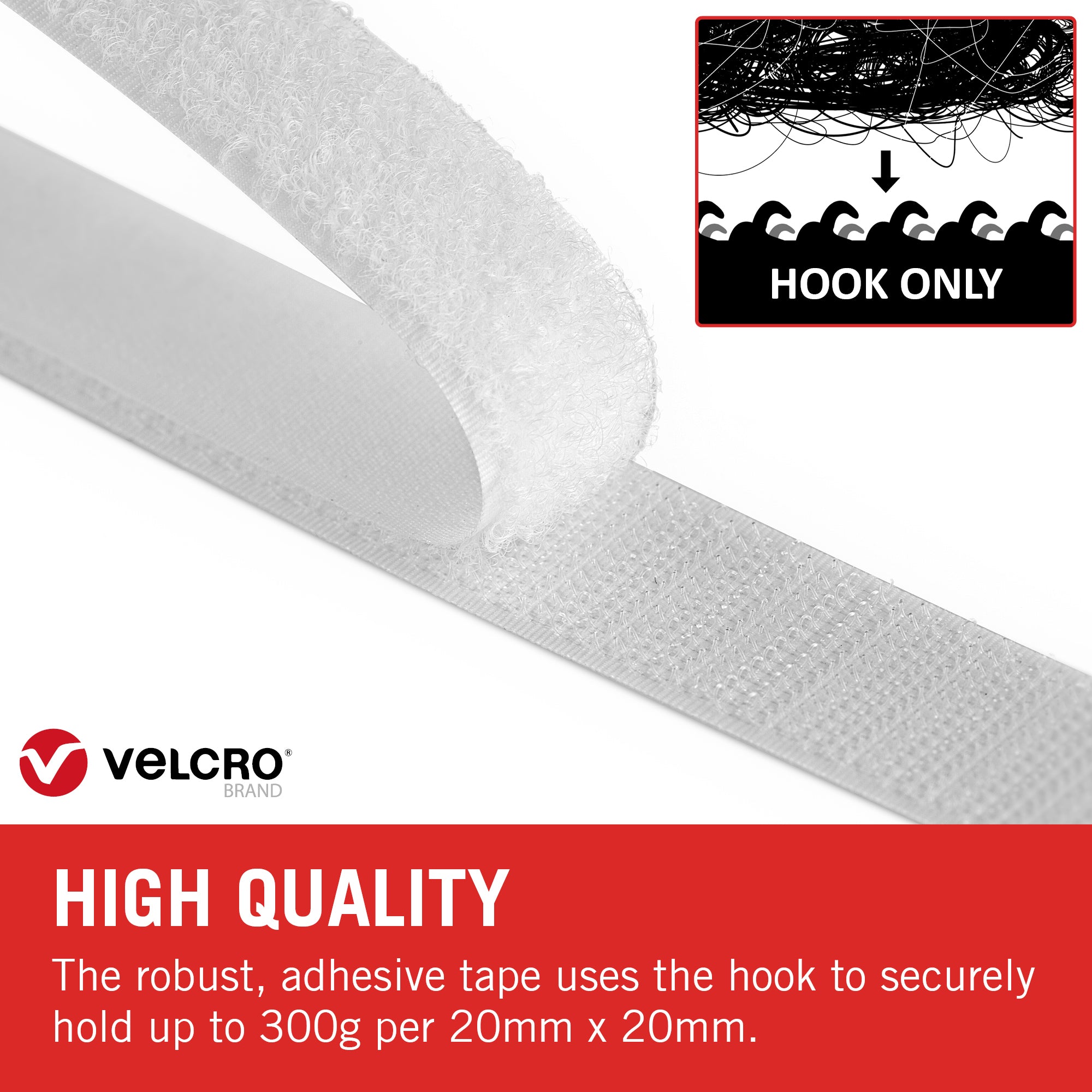 VELCRO Brand Strips Black Loop Only