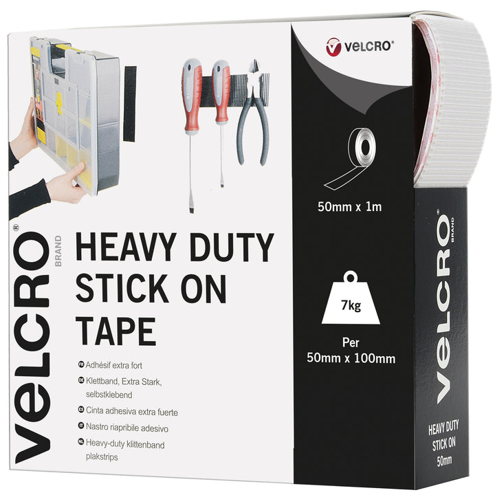 VELCRO® Brand Heavy Duty Stick On Tape 1m - White