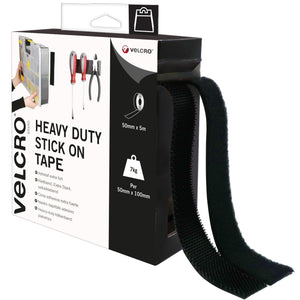 VELCRO® Brand Extra Thin Stick On Fastener 50mm x 5m Black