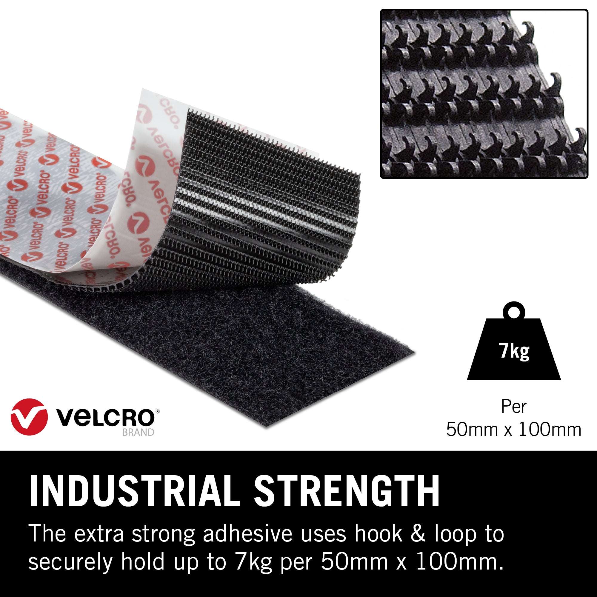 VELCRO 4 in. x 2 in. Industrial Strength Strips in Black (2-Pack