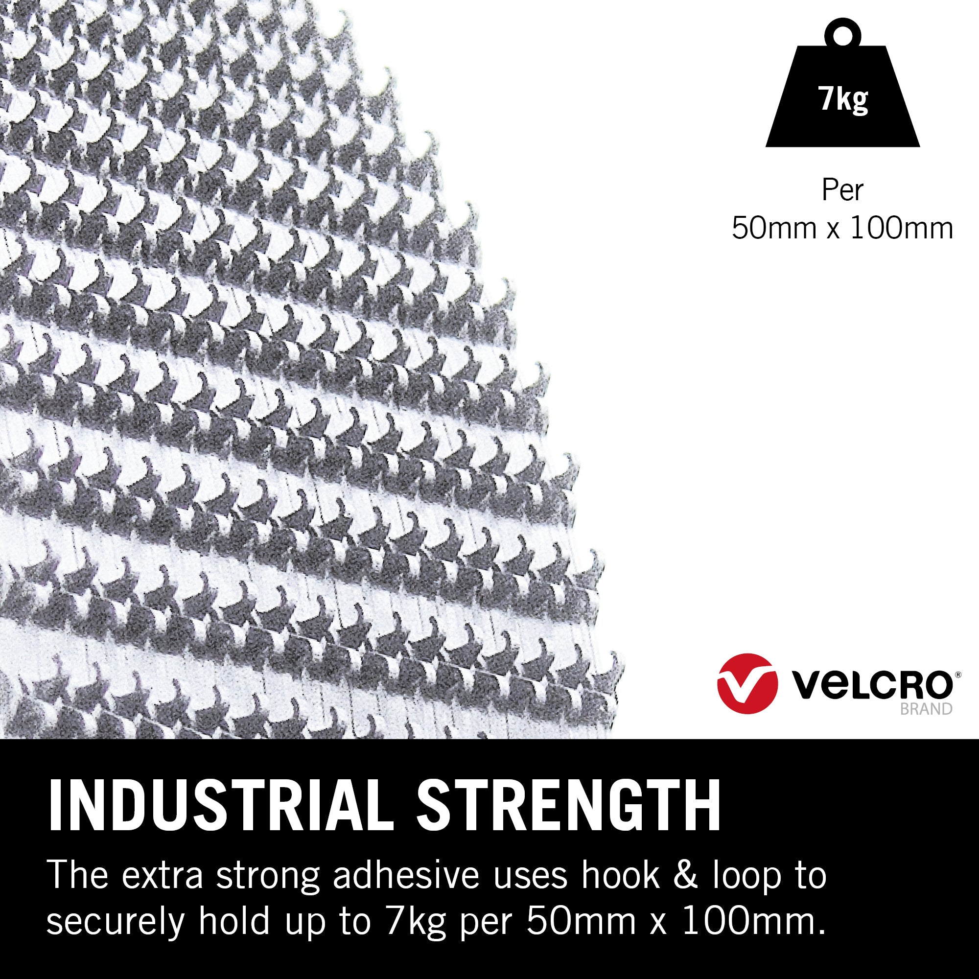 Velcro brand Black Hook & loop Tape (L)1m (W)50mm