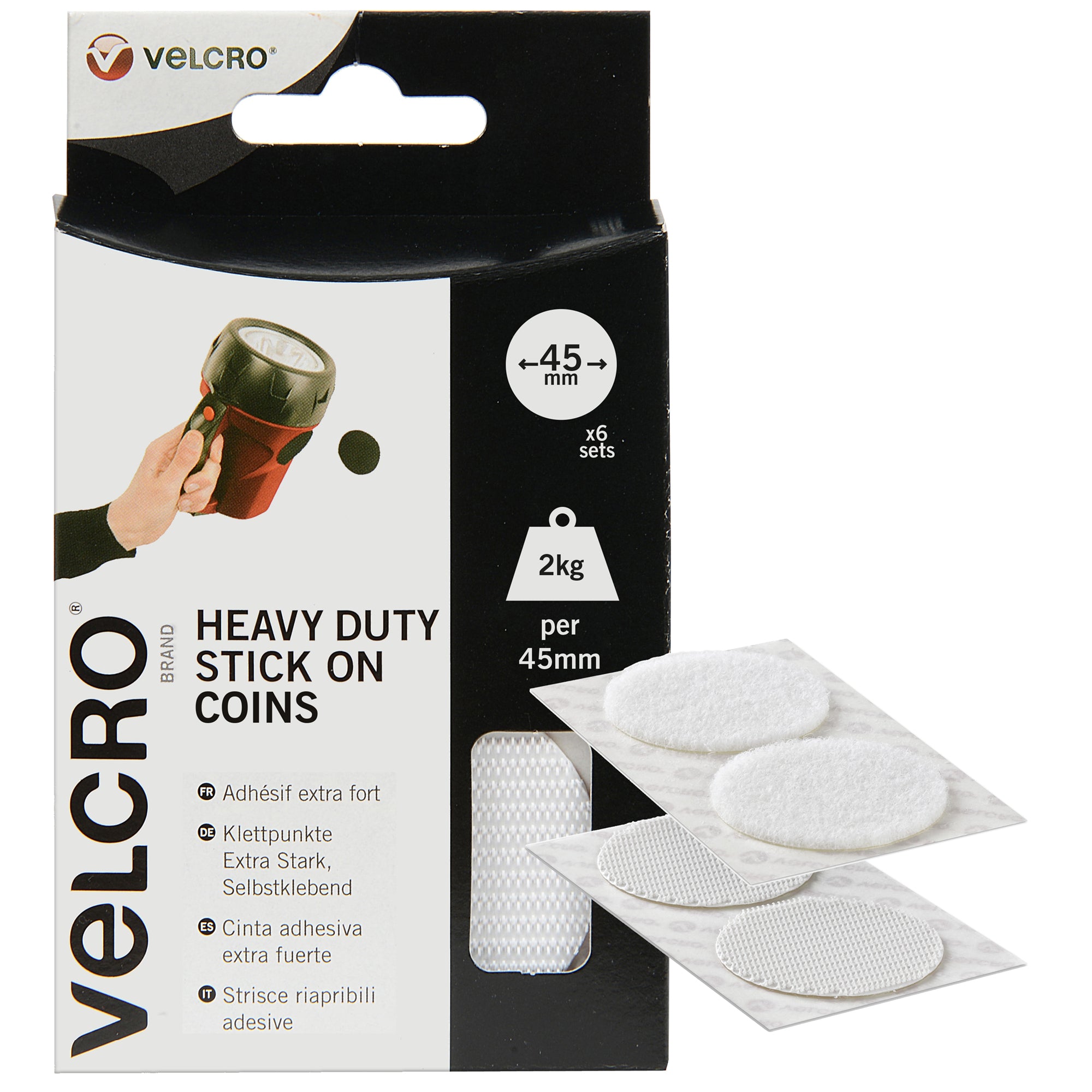 VELCRO® Brand White Self Adhesive Coins Dots 13mm