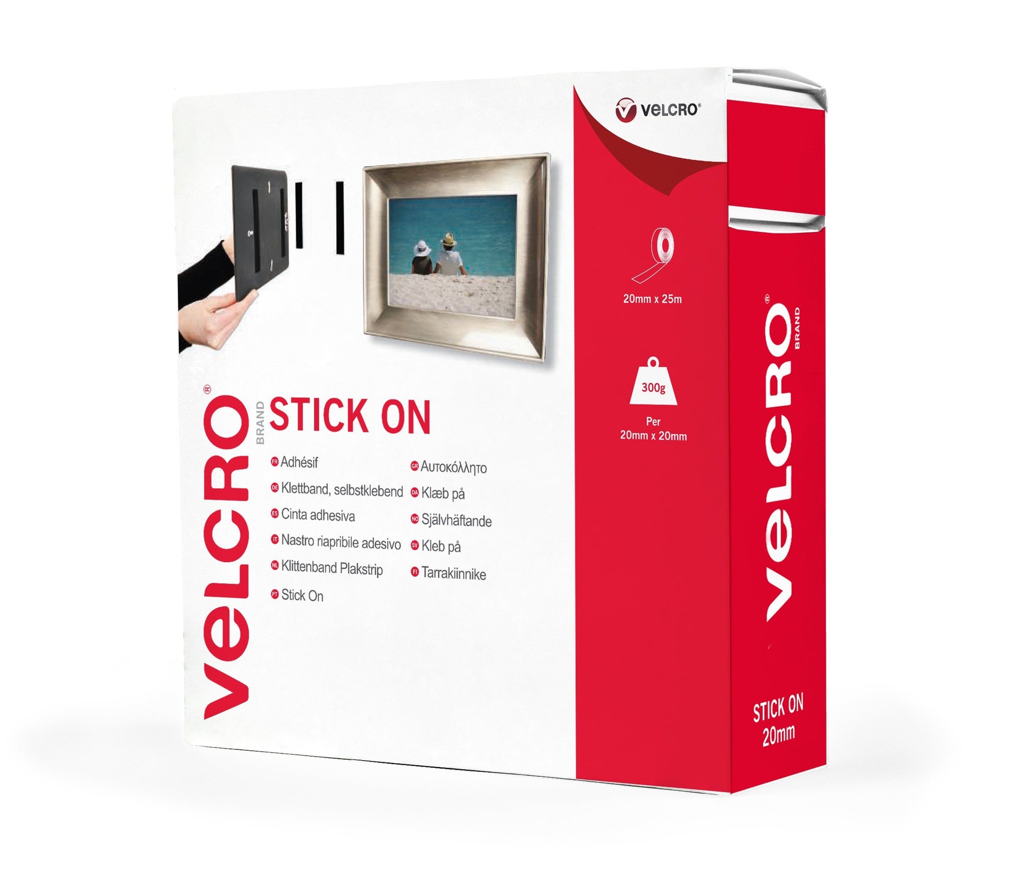 VELCRO Brand Stick On Tape - 20mm x 2.5m, White