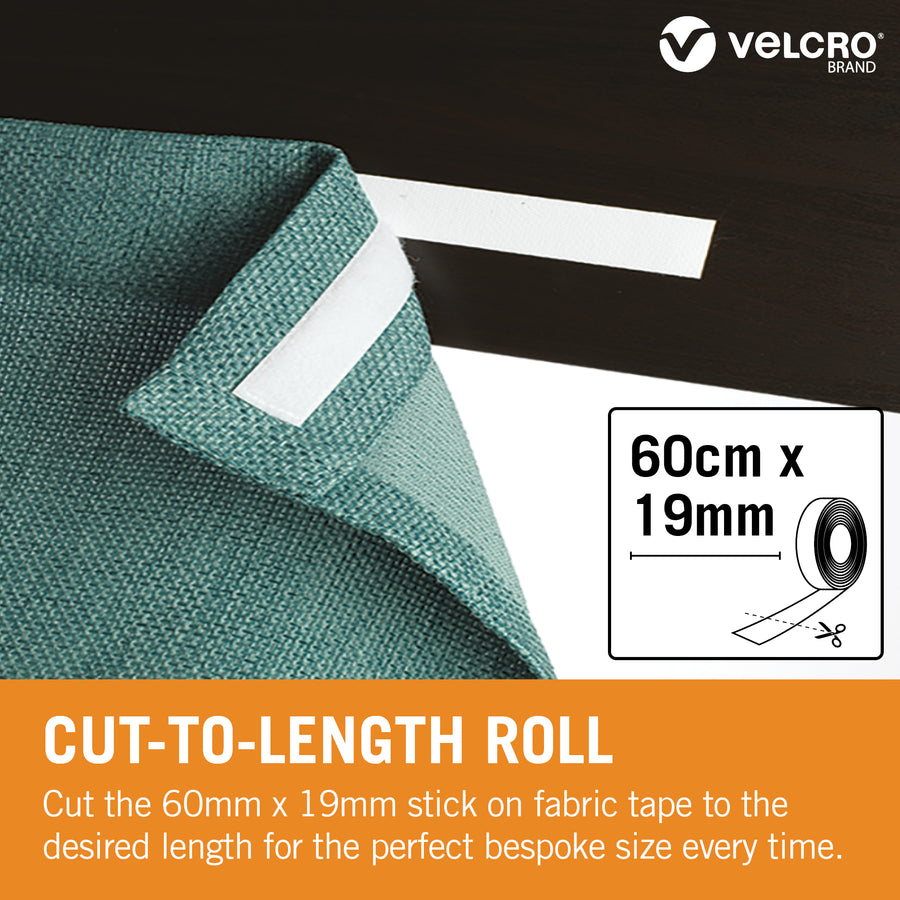  VELCRO Brand Stick On for Fabrics Tape, 19 mm x 60 cm