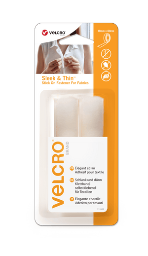 VELCRO® Brand Sleek & Thin™ Stick On Tape 19mm x 60cm white