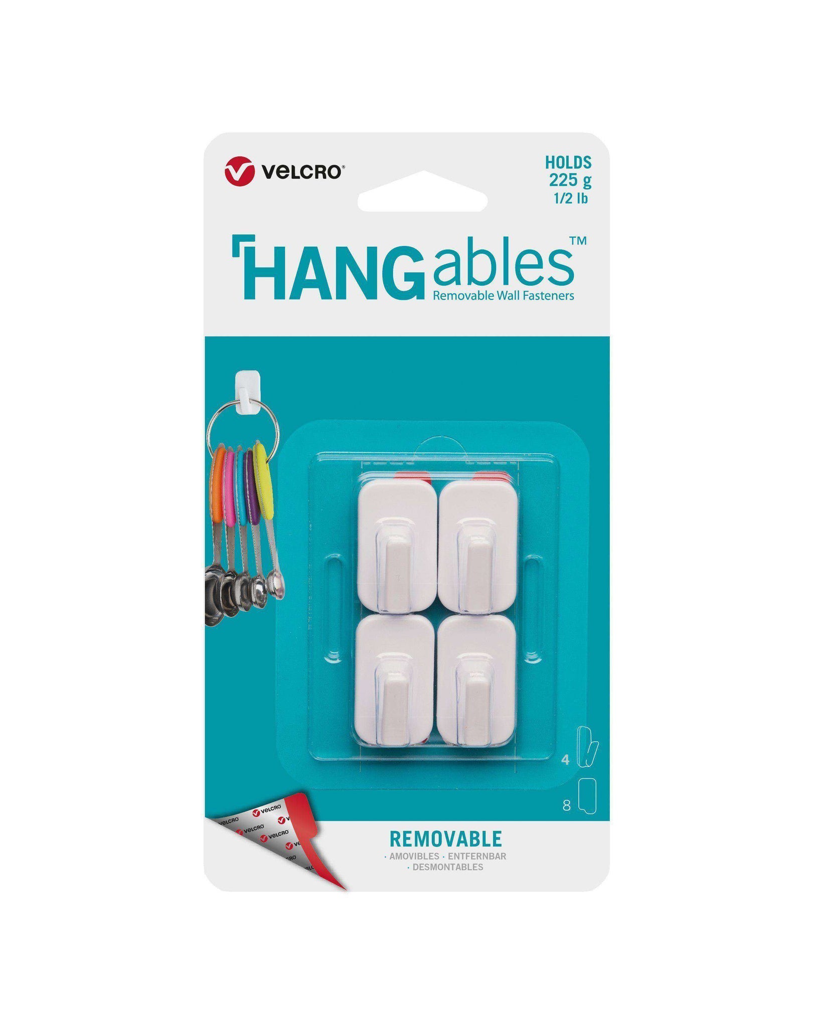 VELCRO® Brand HANGables® Micro Removable Adhesive Wall Hooks (White - 4  Pack)