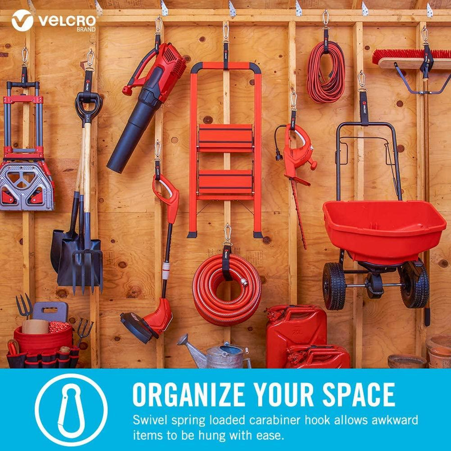 VELCRO® Brand EASY HANG™ Storage Strap | Heavy Duty Outdoor Storage Extension Cords, Cables, Tools, Bikes | Organization for Garden, Shed, RV | Medium, Black