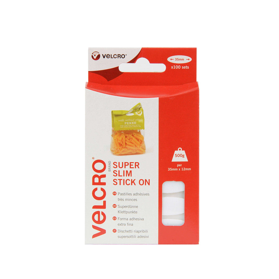 Ovals - VELCRO® Brand Super Slim Stick On Ovals White - (Pack Of 100)