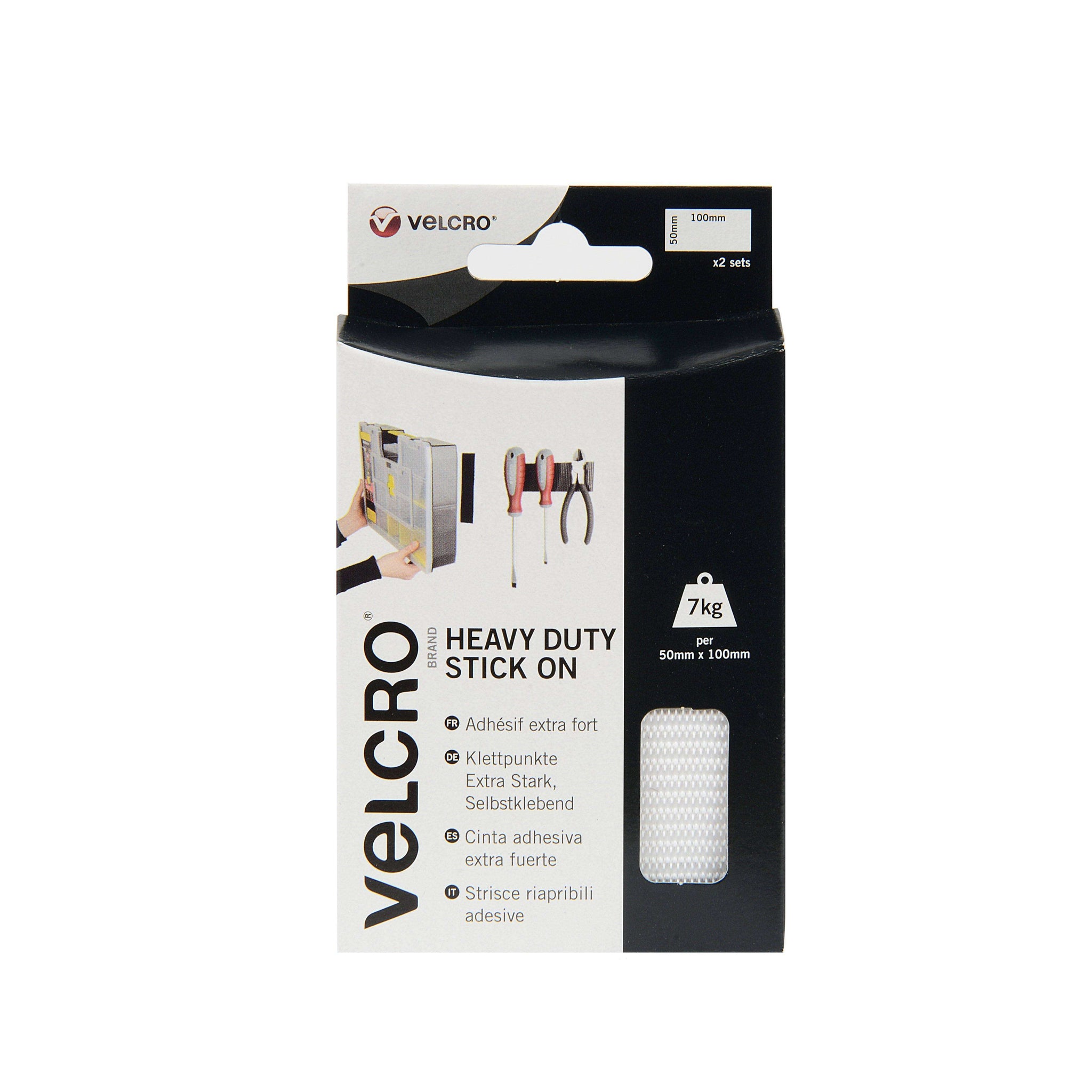 VELCRO Brand Industrial Strength Tape 4 x 2 White Pack Of 3 Strips