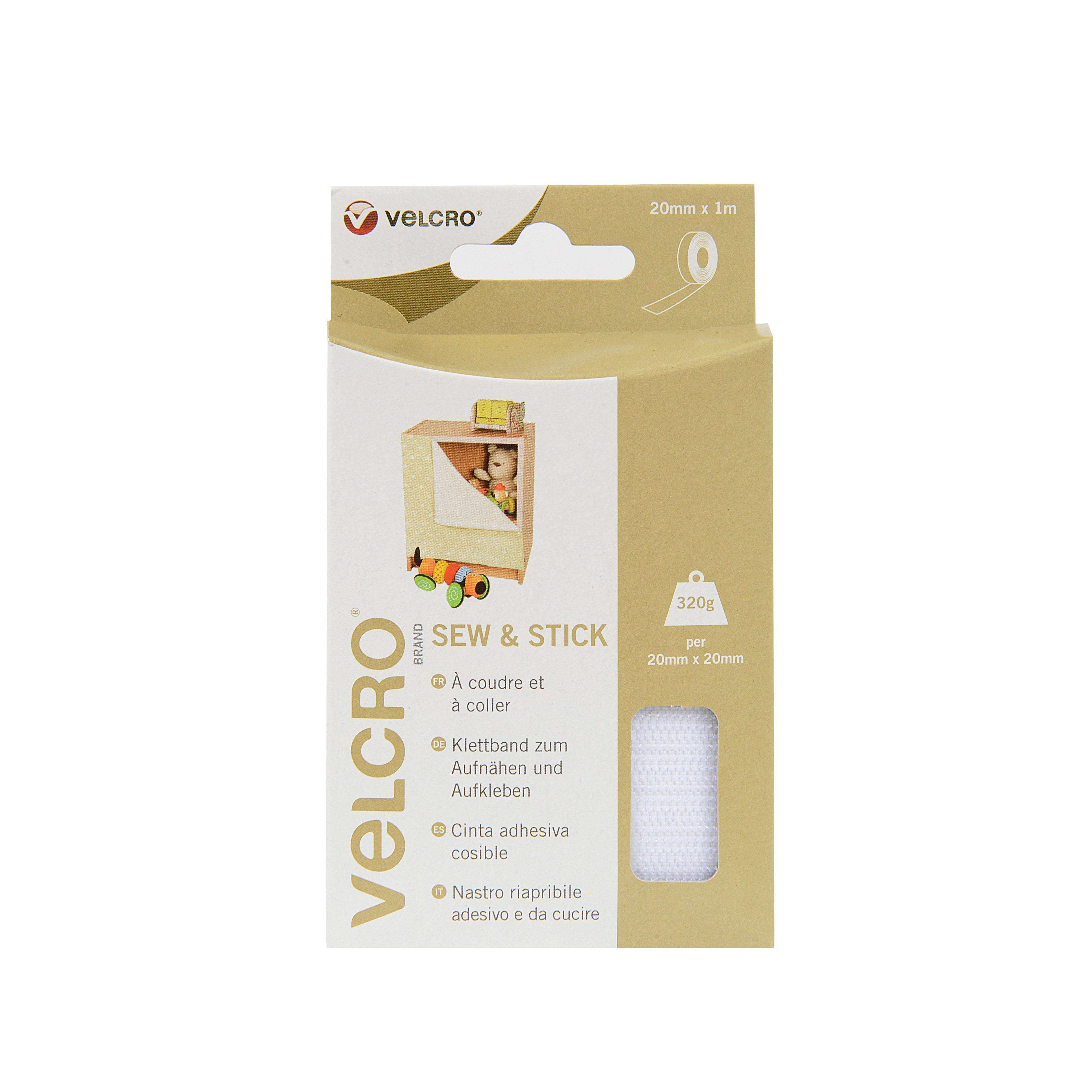 VELCRO Brand Stick On Tape - 20mm x 2.5m, White